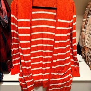 Old Navy Bold Orange Striped Cardigan